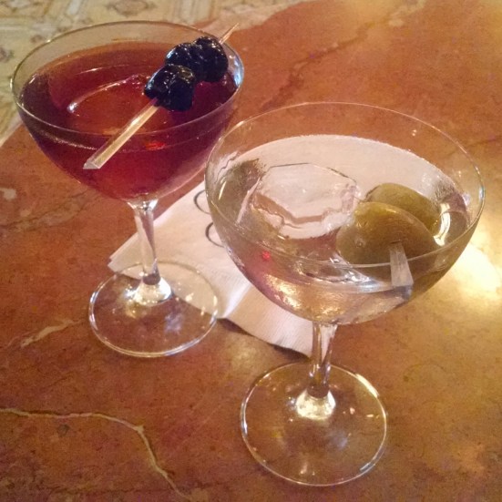 Manhattan and Martini with diamond-shaped ice cubes